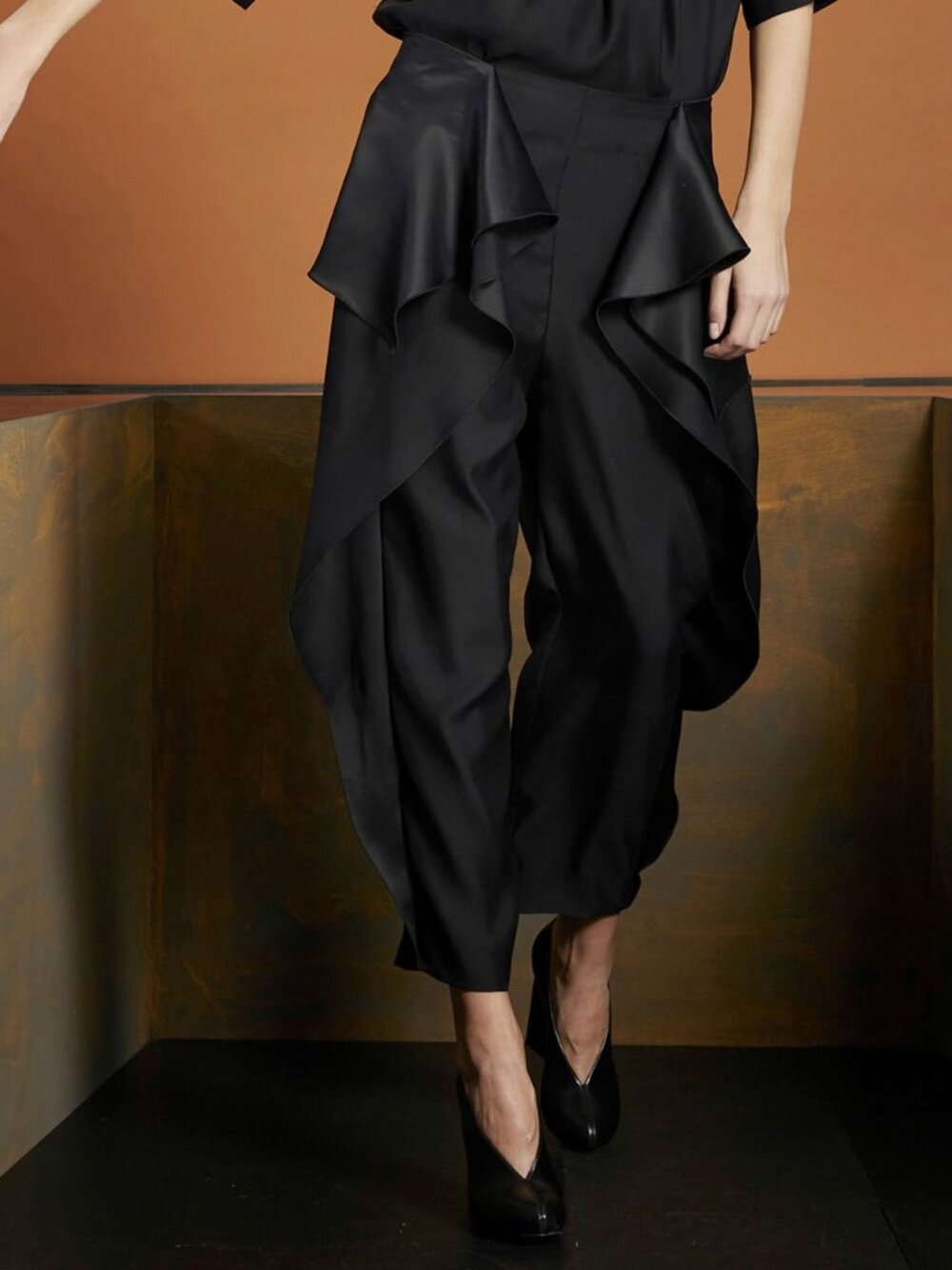 Stella McCartney Black Draped Satin Trousers